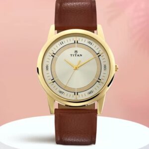 Elegant Karishma Gold Dial Brown Leather Strap Men's Watch - SKU: GS1773YL03