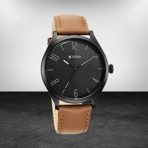 Elegant Black Dial Brown Leather Strap Analog Wrist Watch for Men's - SKU: GS1865NL01
