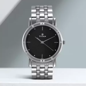 Elegant Trendy Watch for Men, Black Dial Steel Strap Analog Men's Watch - SKU: GS1639SM02