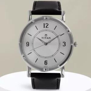Elegant Trendy White Dial Black Leather Strap Analog Men's Watch - SKU: GS1639SL03