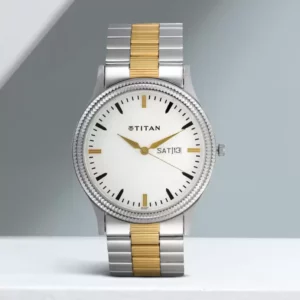 Elegant White Dial Stainless Steel Strap Watch For Men With Day And Date - SKU: GS1650BM01