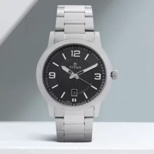 Elegant Analog Black Dial Silver Steel Strap Men's Watch - SKU: GS1730SM03