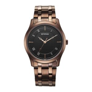 Elegant Karishma Quartz Analog Black Dial Brown Stainless Steel Strap Watch for Men - SKU: GS1823QM01