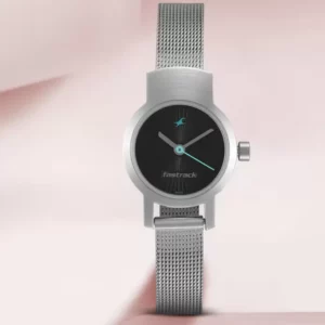 Stylish Black Dial Silver Mesh Chain Analog Women's watch - SKU: GS2298SM03