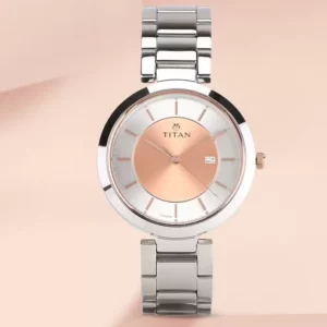 Elegant Workwear Women's Analog Watch with Rose Gold Dial Steel Strap - SKU: GS2480KM01
