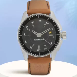 Stylish Watch for Men, Black Dial Brown Leather Strap Analog Watch - SKU: GS3089SL05