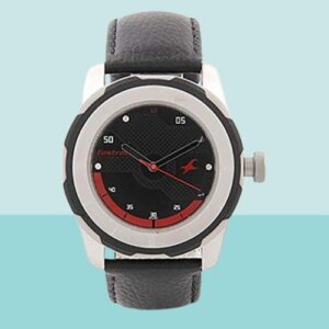 Stylish Analog Black Dial Black Leather Strap Watch For Men's - SKU: GS3099SL06