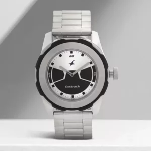 Stylish Silver & Black Dial Stainless Steel Strap Analog Men's Watch - SKU: GS3099SM02