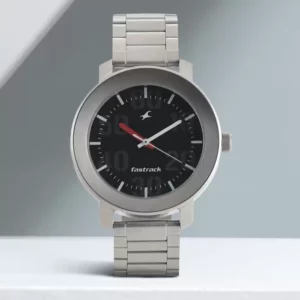 Stylish Trendy Analog Black Dial Silver Stainless Steel Strap Men's Watch - SKU: GS3121SM02