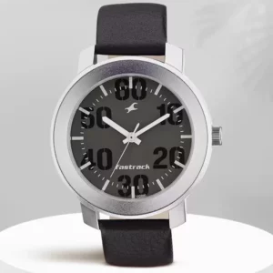 Stylish Trendy Analog Black Dial Black Leather Strap Men's Watch - SKU: GS3121SL02