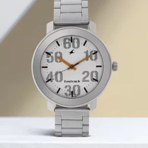 Stylish Trendy White Dial Stainless Steel Strap Analog Men's Watch - SKU: GS3121SM01