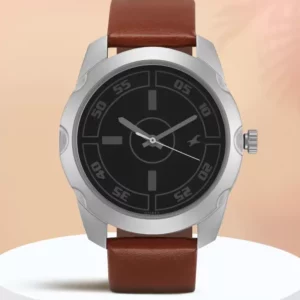 Stylish Trendy Black Dial Leather Strap Analog Men's Watch - SKU: GS3123SL03