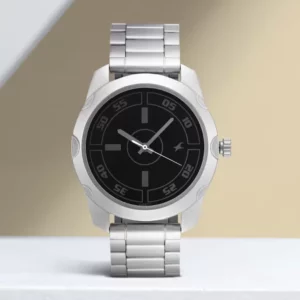 Stylish Trendy Watch for Men, Black Dial Silver Steel Strap Men's Watch - SKU: GS3123SM01