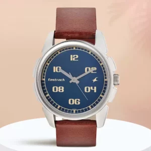 Stylish Analog Blue Dial Brown Strap Watch For Men's - SKU: GS3124SL02