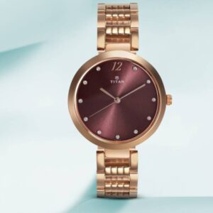 Elegant Purple Dial Copper Steel Strap, Analog Trendy Women's watch - SKU: GS2480WM02