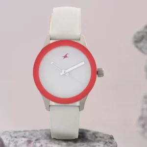 Stylish White Dial Leather Strap Analog Women's watch - SKU: GS6078SL01