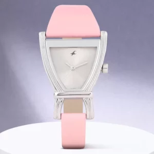Stylish Silver Dial Pink Leather Strap Analog watch For Women's - SKU: GS6095SL02