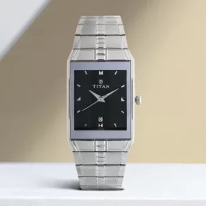 Elegant Black Dial Silver Stainless Steel Strap Analog Watch For Men - SKU: GS9151SM02