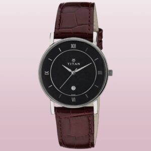 Elegant Black Dial Maroon Leather Strap Men's Watch With Date Function - SKU: GS9162SL03