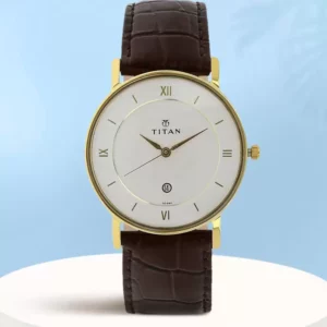 Elegant Analog White Dial Brown Leather Strap Wrist Watch for Men - SKU: GS9162YL01
