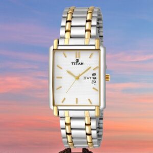 Elegant Silver Dial Two Tone Stainless Steel Strap Watch for Men - SKU: GS1506BM01