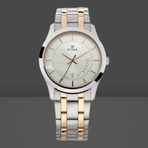 Elegant Karishma Silver Dial Two Tone Steel Strap Watch for Men - SKU: GS1823KM01