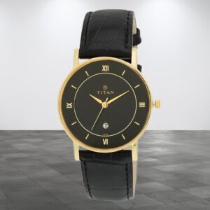 Elegant Black Dial Black Leather Strap Analog Wrist Watch for Men's - SKU: GS9162YL02