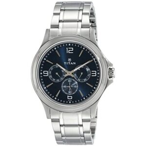 Elegant Quartz Multifunction Blue Dial Stainless Steel Strap Watch for Men - SKU: GS1698SM02