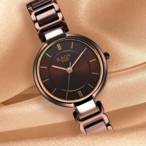 Elegant Raga Women's Allure Brown Dial with Designer Metal Strap Watch - SKU: GS2608QMO2