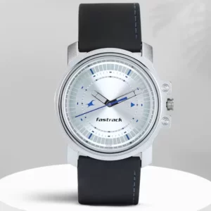 Stylish Analog, Silver Dial Black Leather Strap Analog Men's Watch - SKU: GS3039SL01