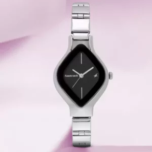 Stylish Asymmetrical Watch for Women, Black Dial Stainless Steel Strap - SKU: GS6109SM02