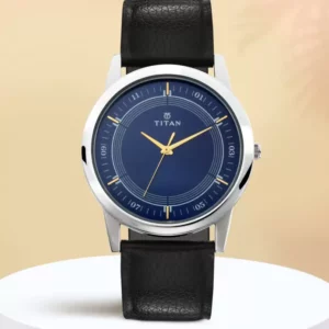 Elegant Karishma Blue Dial Black Leather Strap Men's Watch - SKU: GS1773SL01
