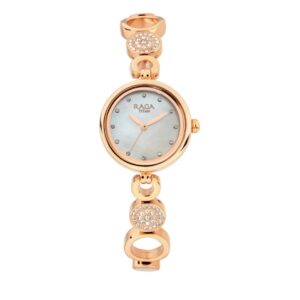 Elegant Raga Quartz Analog Mother of Pearl Dial Rose Gold Metal Strap for Women - SKU: GS311WM05