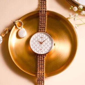 Vyb Iconique By Stylish Quartz Analog White Dial Metal Strap Watch For Girls - SKU: GS60014WM01