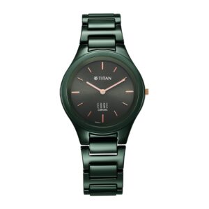 Elegant Watch For Women Quartz Analog Green Dial Ceramic Strap - SKU: GS2653QC06