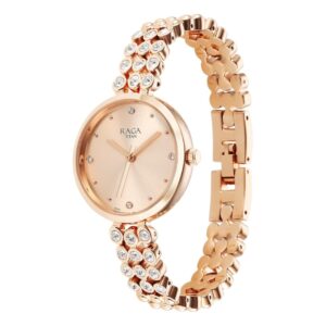 Elegant Raga Showstopper Quartz Analog Rose Gold Dial Metal Strap Watch for Women - SKU: GS95262WM01