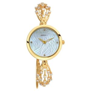 Elegant Nebula Ashvi Golden Analog with Princess cut Bracelet Watch for Women - SKU: GS5578DM03
